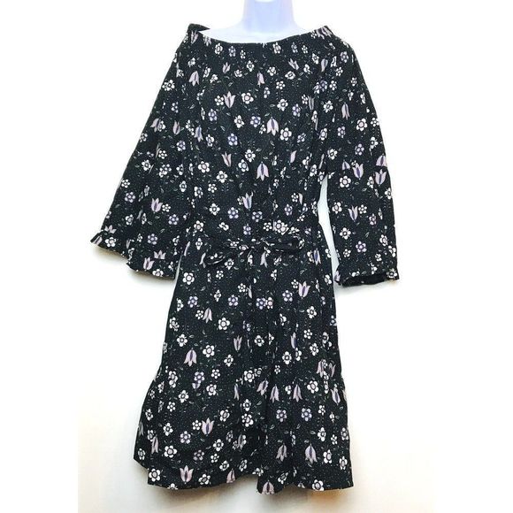 Eloquii‎ Womens Plus Black Off Shoulder Dress Size 26 Tie Waist Long Sleeve - Picture 10 of 10